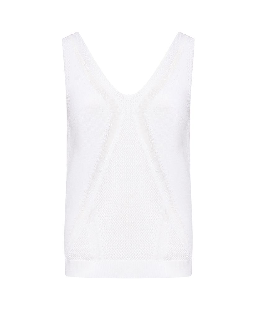 Pletený top se smíšenými strukturami - White