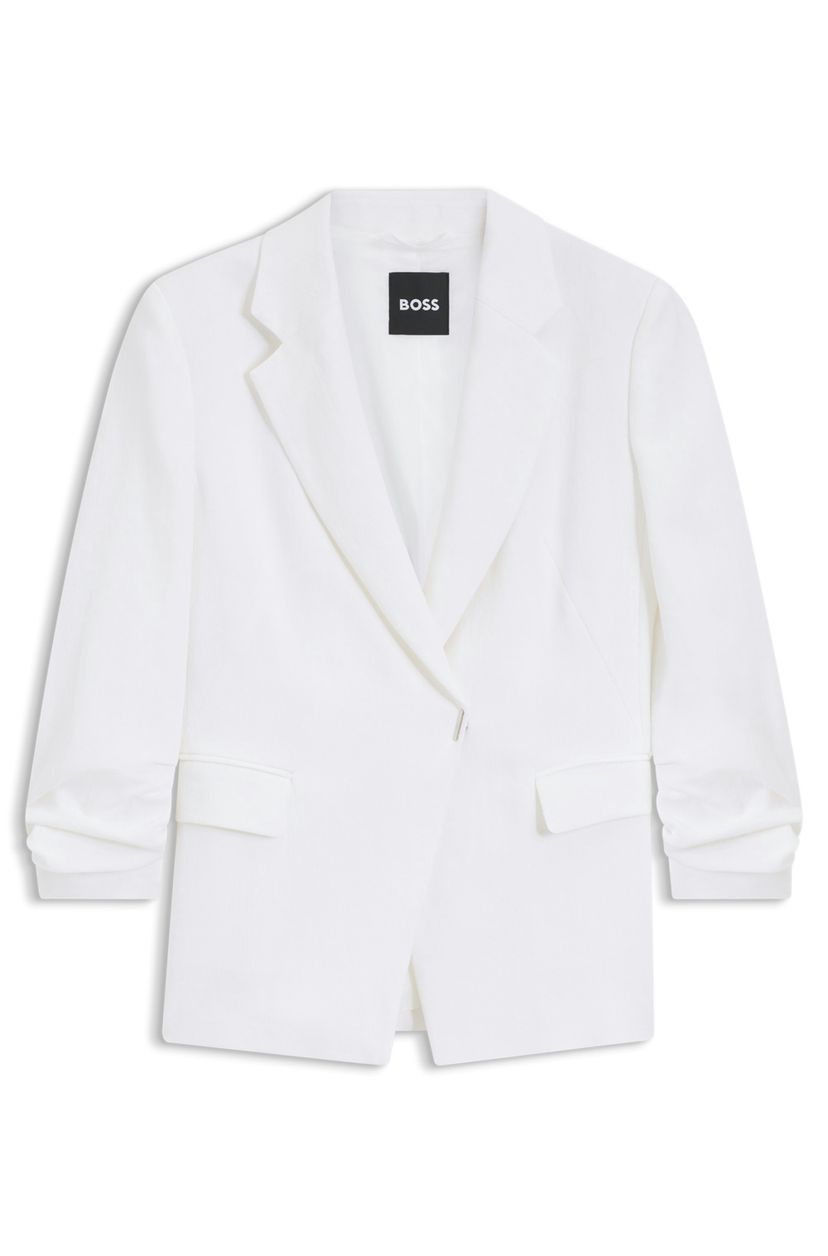 Slim fit bunda ze směsi lnu - White