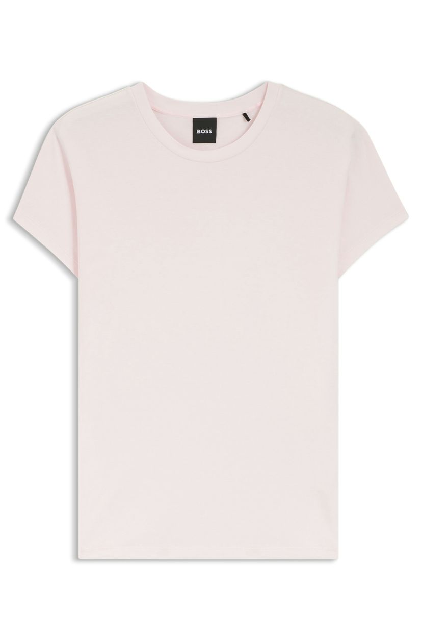 Bavlněno-krepové tričko s lesklým lemováním - Light/Pastel Pink