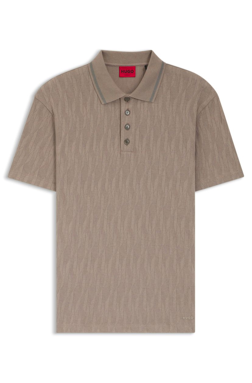 Bavlněno-žakárové polotričko s pruhovaným límečkem - Light/Pastel Brown