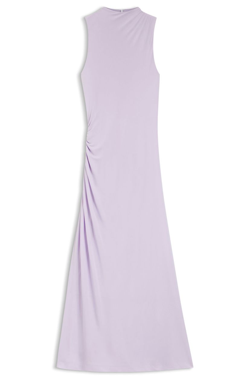 Úzké žerzejové šaty s nařasenými detaily - Open Purple