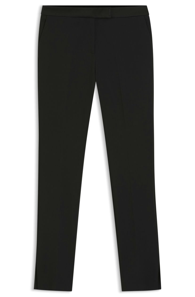 Slim fit strečové kalhoty s bočními rozparky - Black