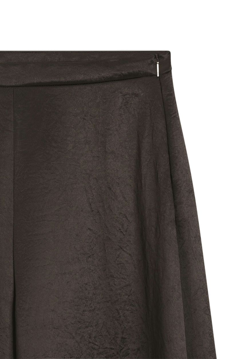 Kalhoty volného střihu z lesklého kepru - Dark Brown - galerie #1