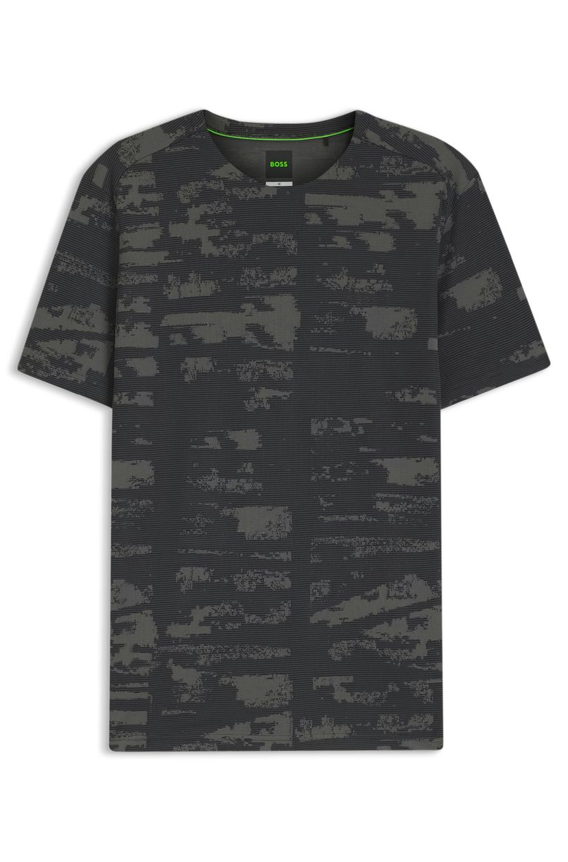 Aktivní tričko slim fit střihu s žakárovým vzorem - Black