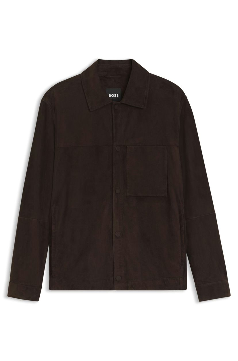 Semišová bunda se zapínáním na druky - Dark Brown