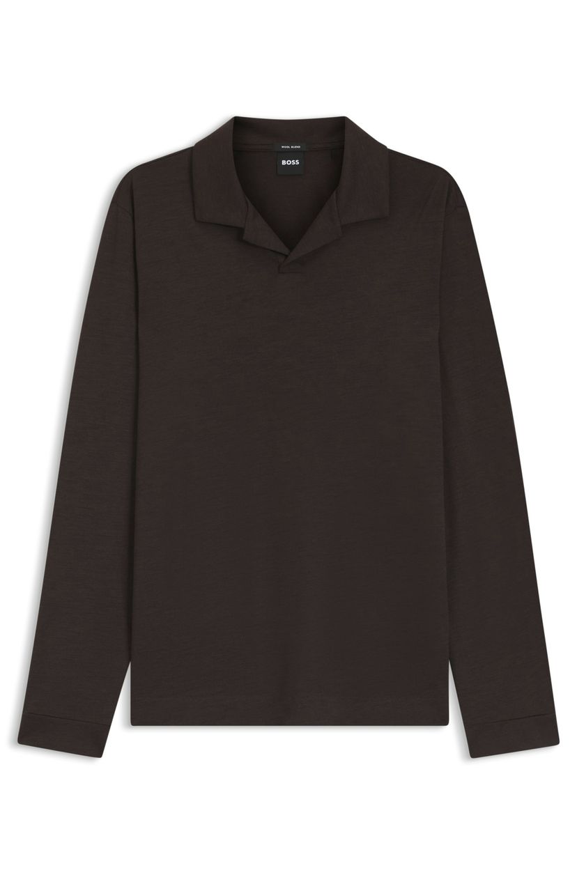 Polotričko z vlněné směsi s límcem Johnny - Dark Brown