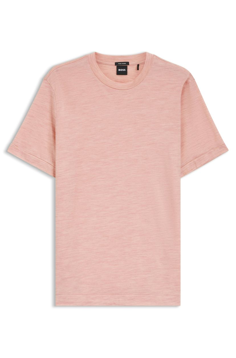 Tričko regular střihu ze směsi vlny - Light/Pastel Pink