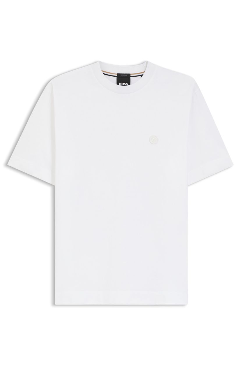 Tričko z mercerizované bavlny s monogramem Double B - White