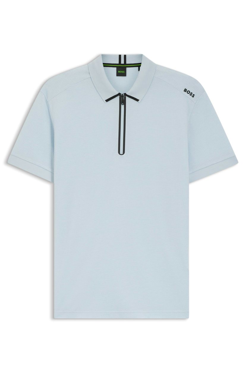 Polotričko s límcem na zip z vaflového žakáru - Open Blue