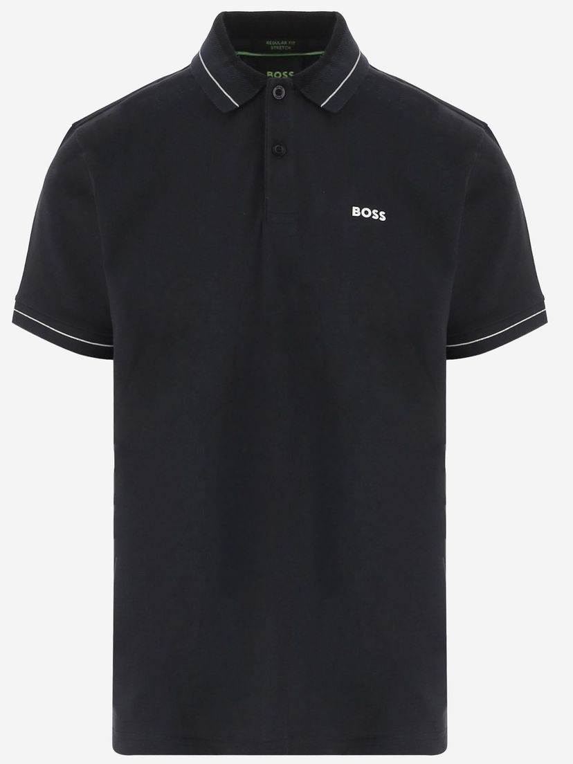Polotričko ze strečové bavlny s pruhovanými lemy - Dark Blue