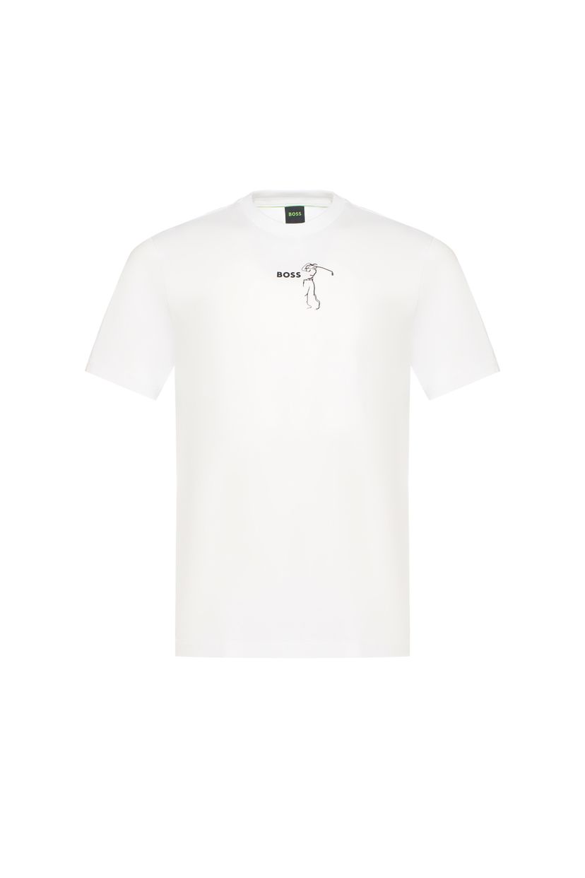 Bavlněné tričko odvádějící vlhkost s golfovým motivem - White