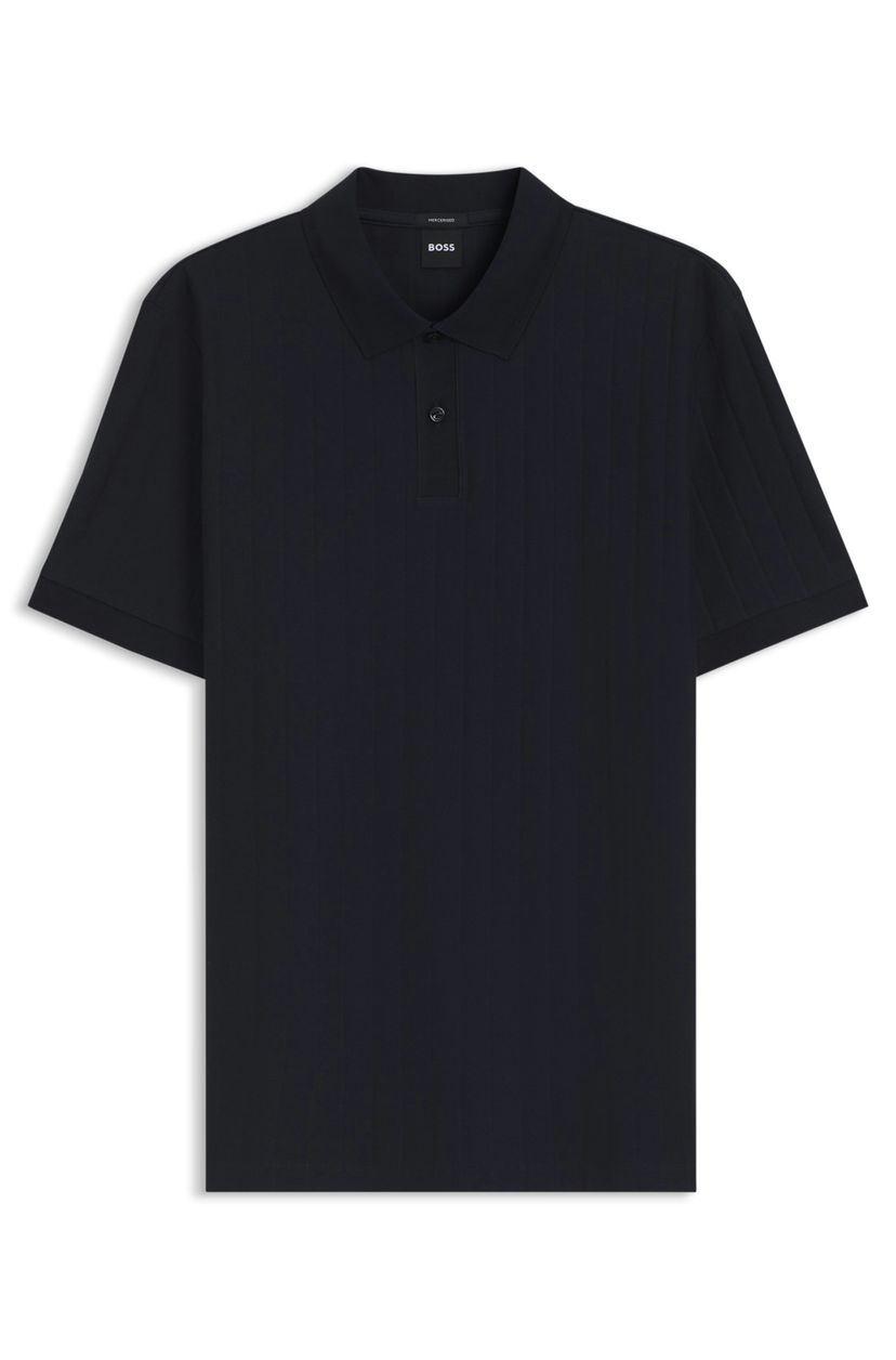 Polotričko z mercerizované bavlny s vertikálními pruhy - Dark Blue