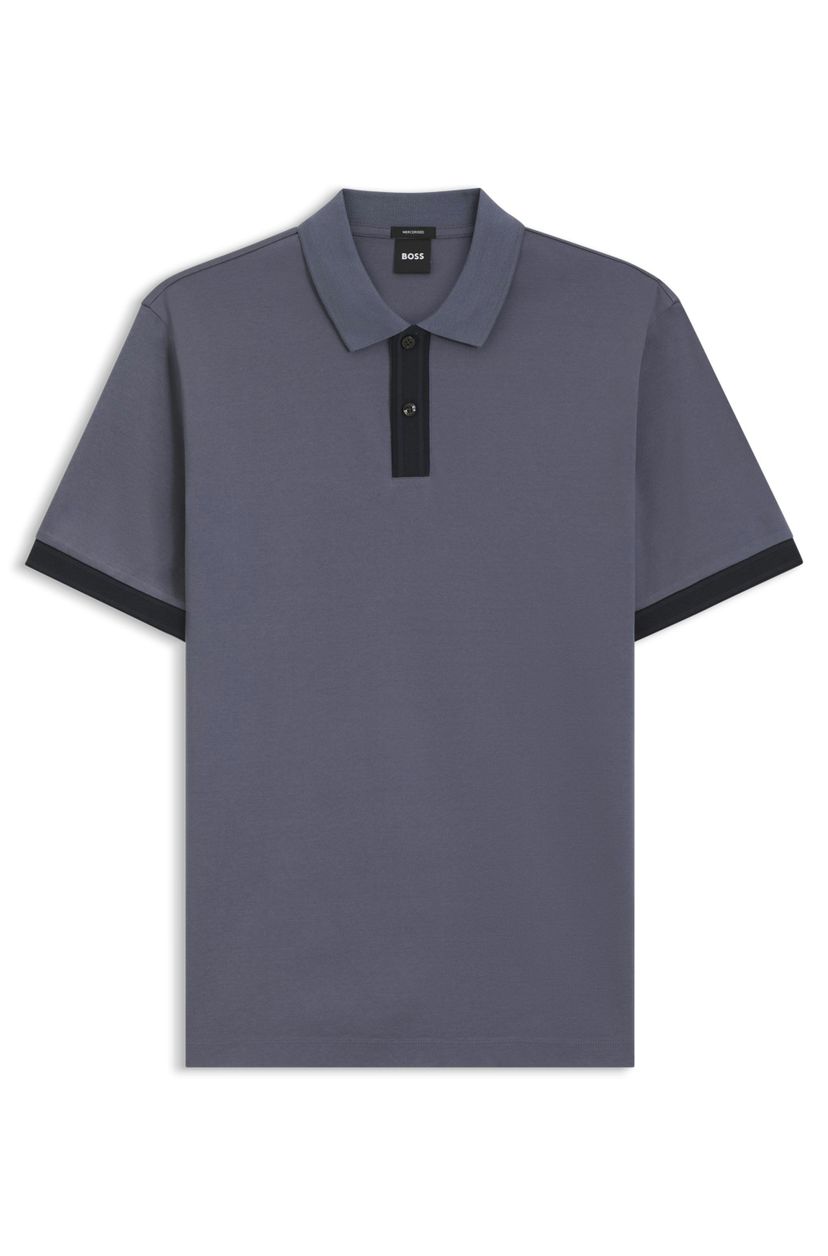 Polotričko z mercerizované bavlny s pruhovanými lemováním - Open Blue