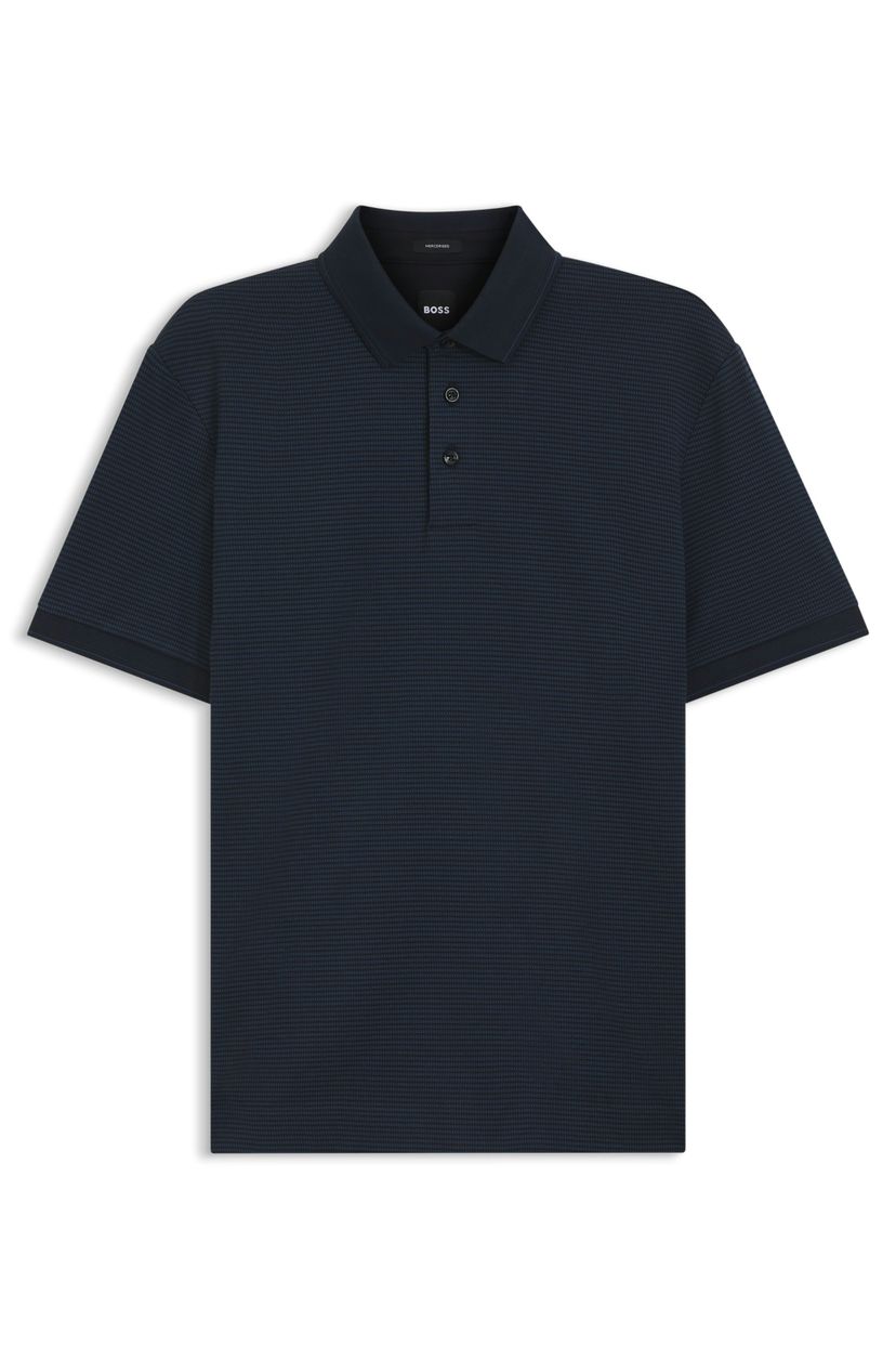Polotričko z mercerizované bavlny s tříbarevným žakárovým vzorem - Dark Blue