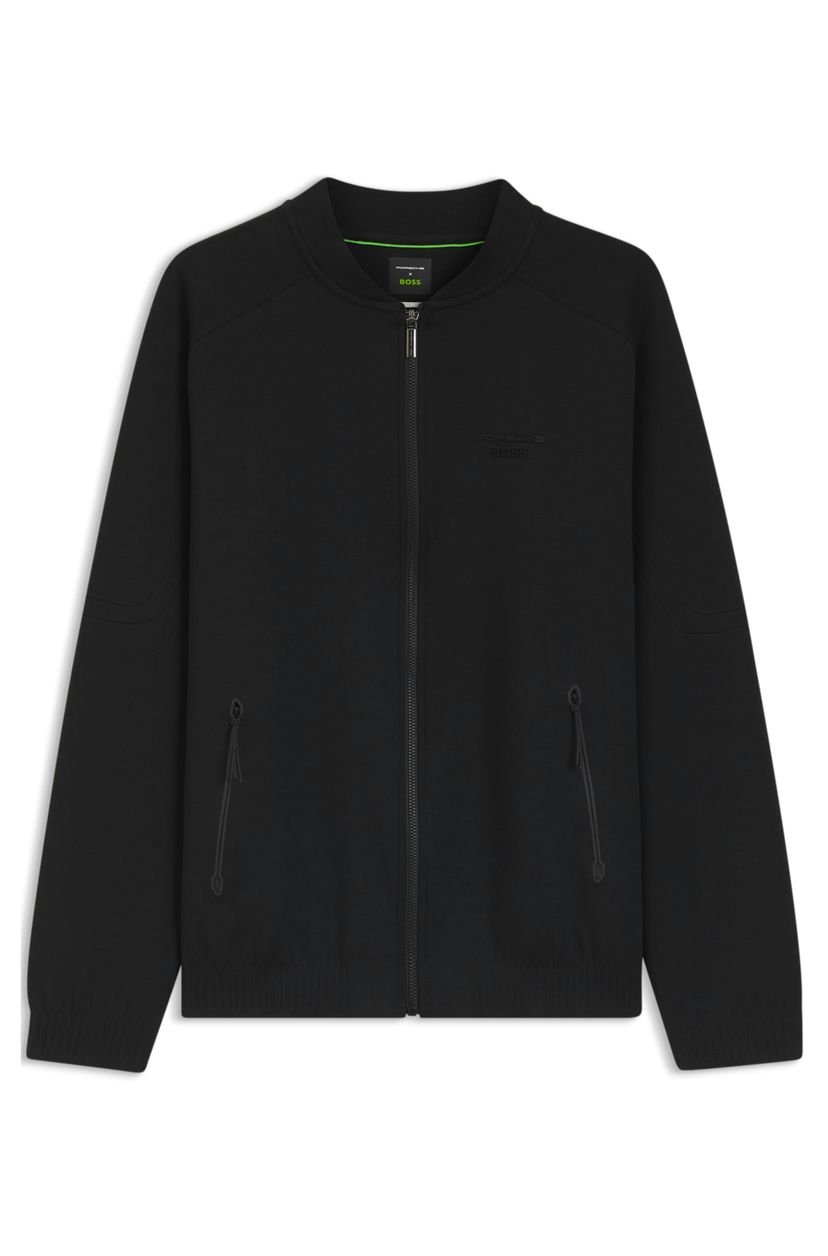 Mikina na zip Porsche x BOSS s reliéfním potiskem - Black