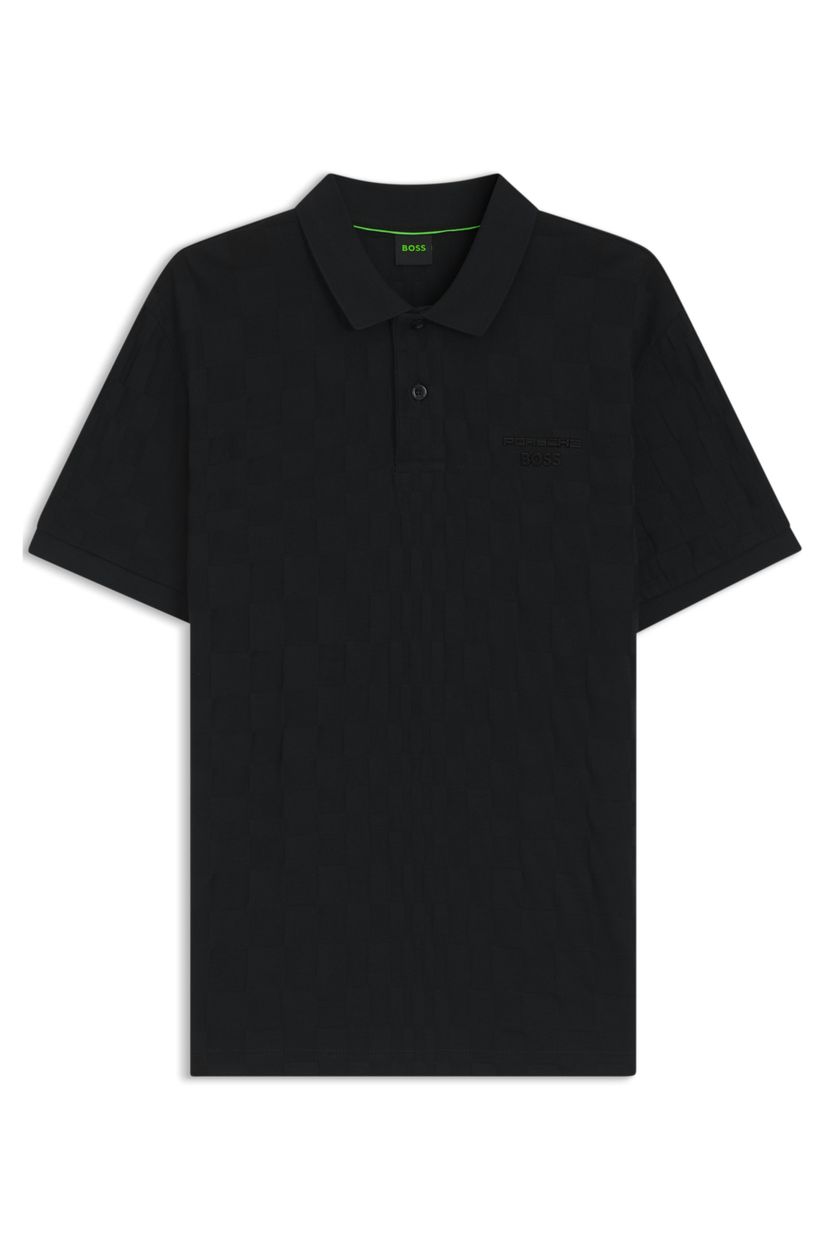 Polotričko Porsche x BOSS z bavlny s žakárovým vzorem - Black
