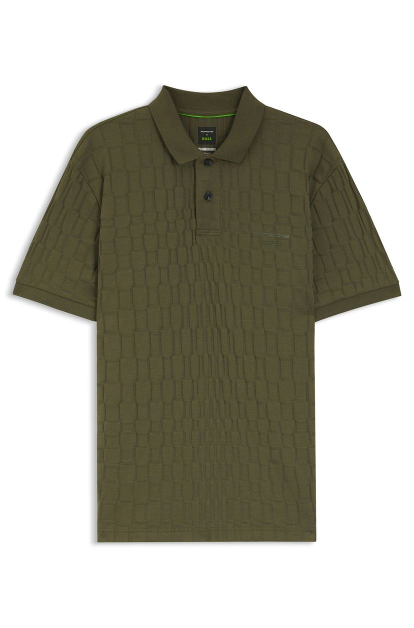 Polotričko Porsche x BOSS z bavlny s žakárovým vzorem - Open Green