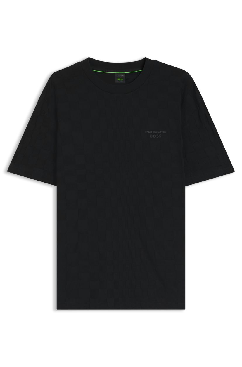 Tričko Porsche x BOSS volného střihu z bavlněného žakáru - Black