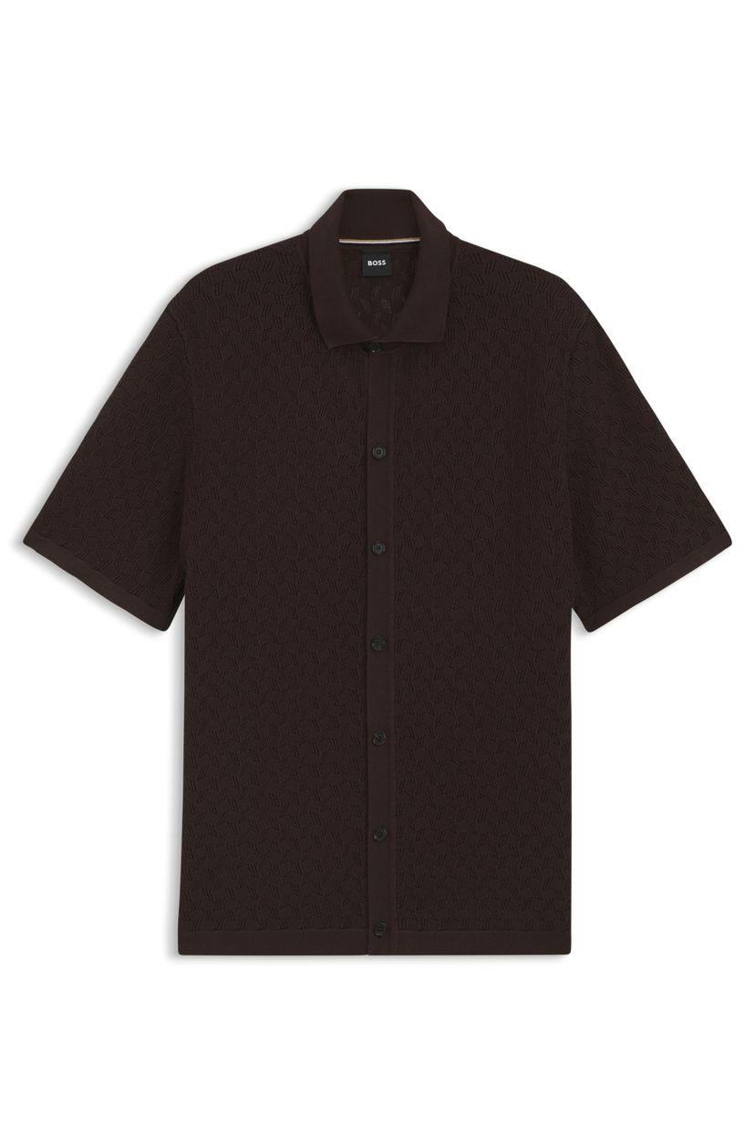 Košile regular střihu z pletené bavlny - Dark Brown
