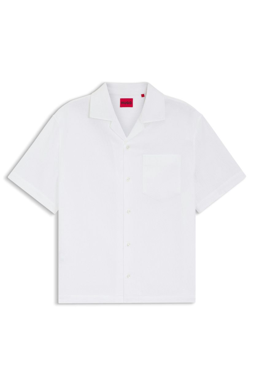 Košile oversized fit ze strukturované bavlny - Open White