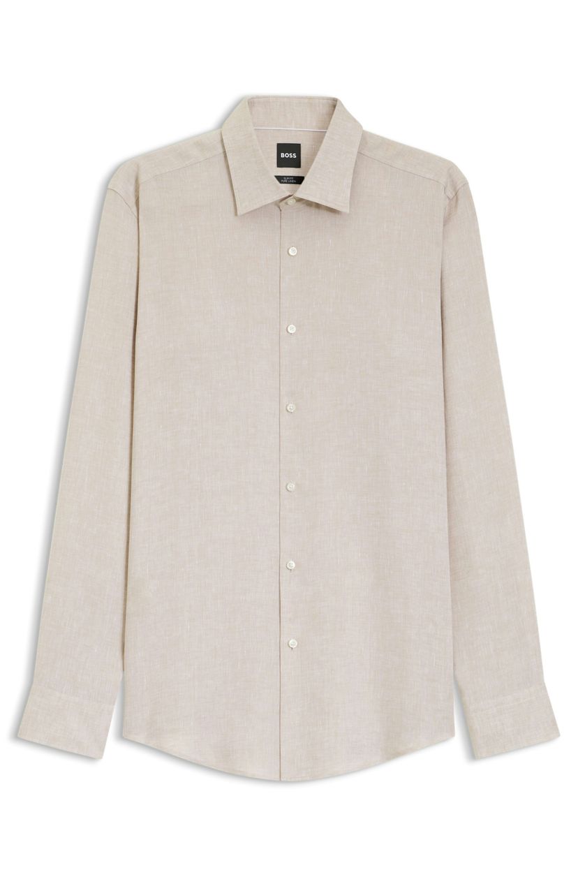 Košile slim fit z italského lnu - Open Beige