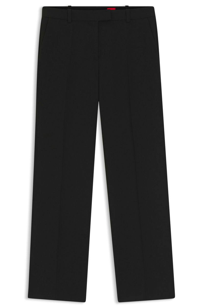 Kalhoty slim fit z krepové tkaniny s detailem D-kroužků - Black