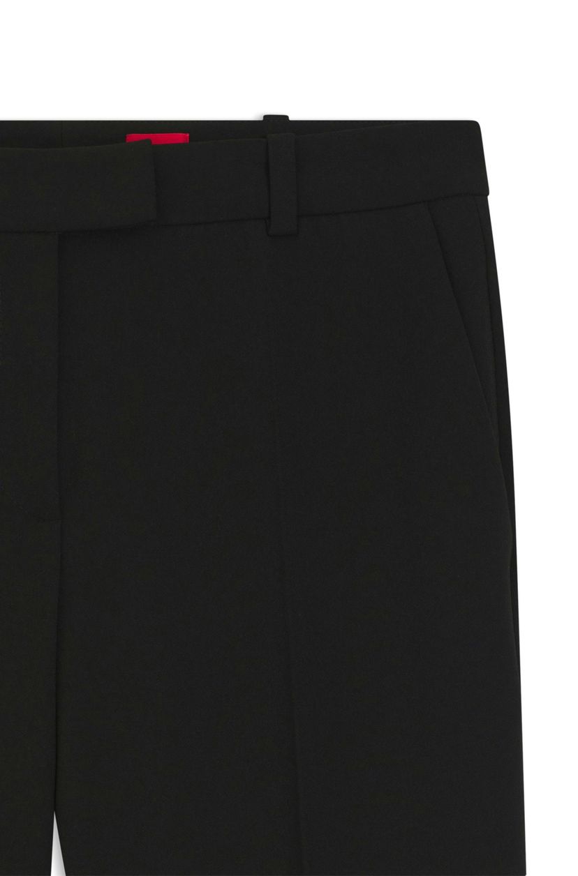 Kalhoty slim fit z krepové tkaniny s detailem D-kroužků - Black - galerie #1