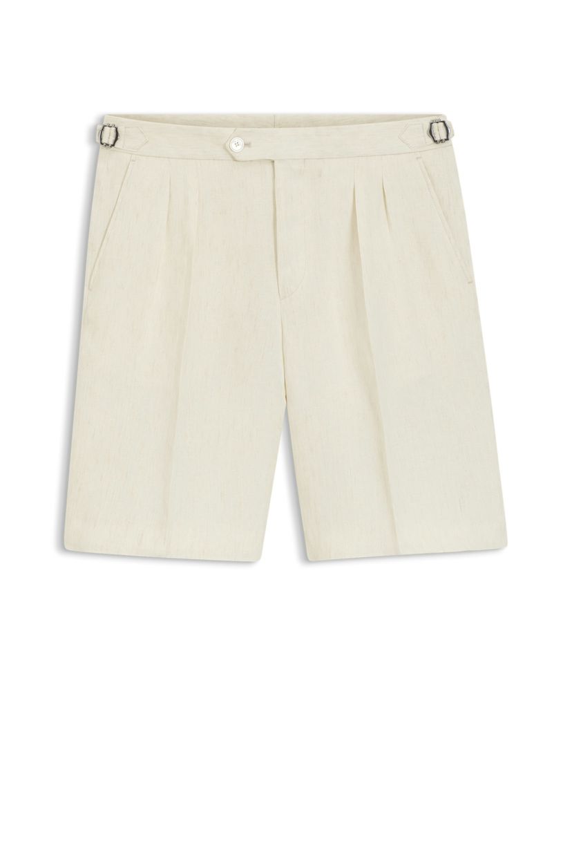 Zúžené šortky ze lnu s předními sklady - Open Beige