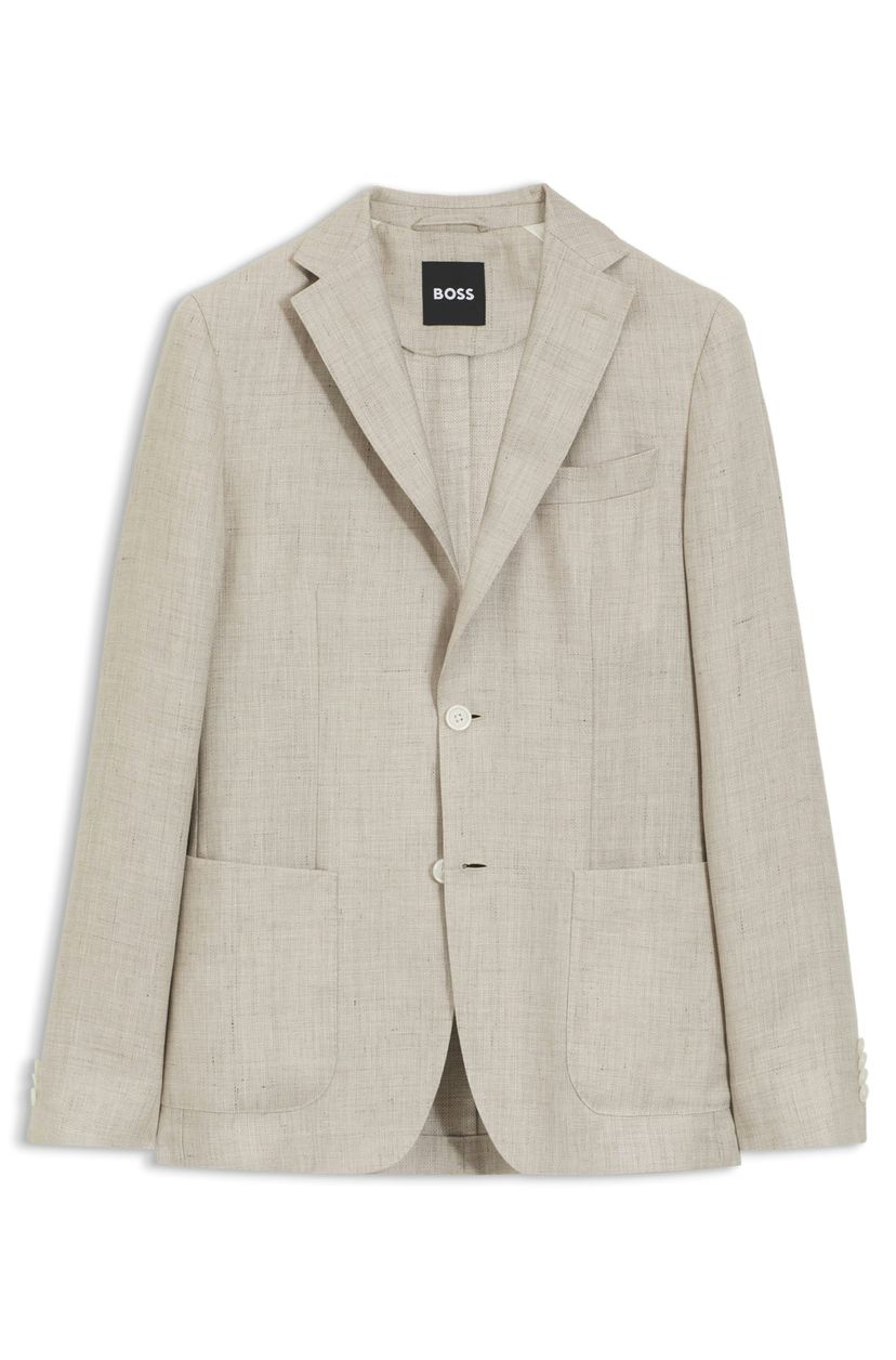 Slim fit sako z lněné směsi s mikrovzorem