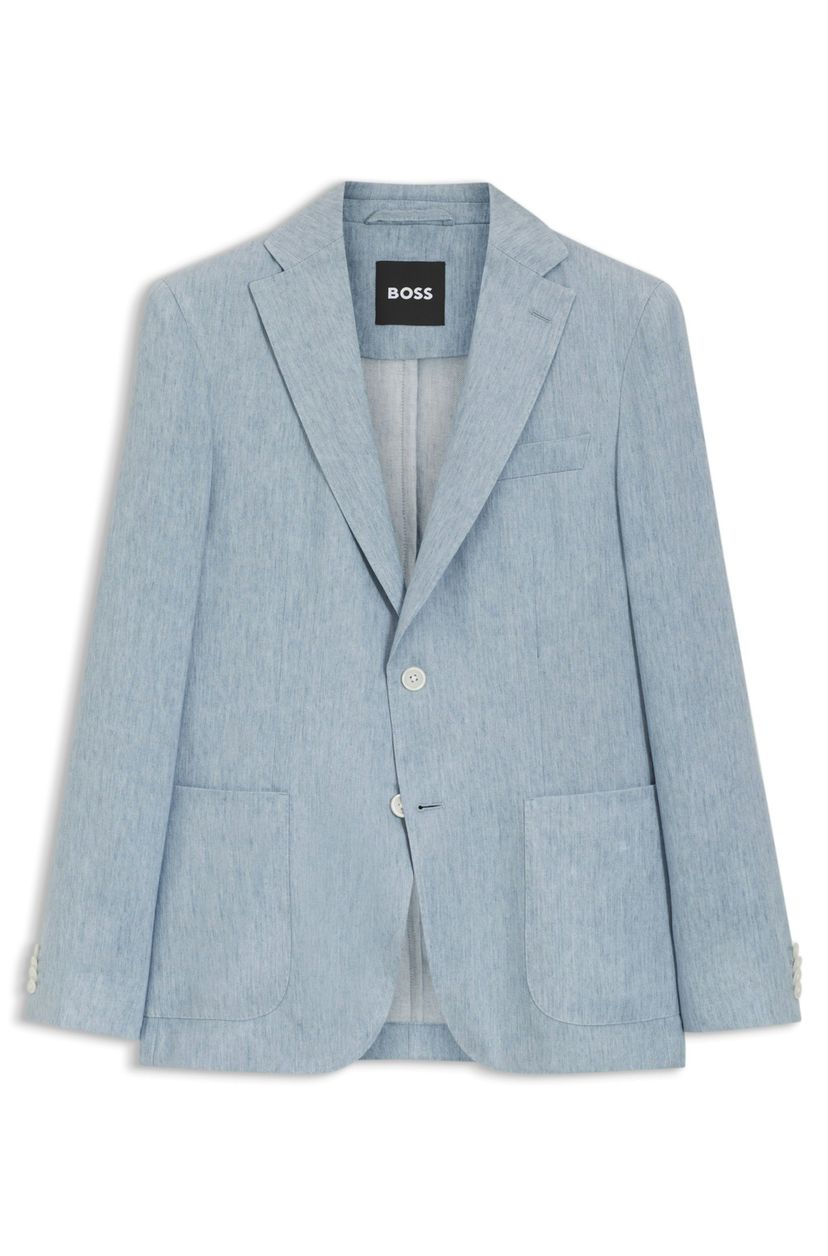 Slim fit sako z lněné směsi s mikrovzorem
