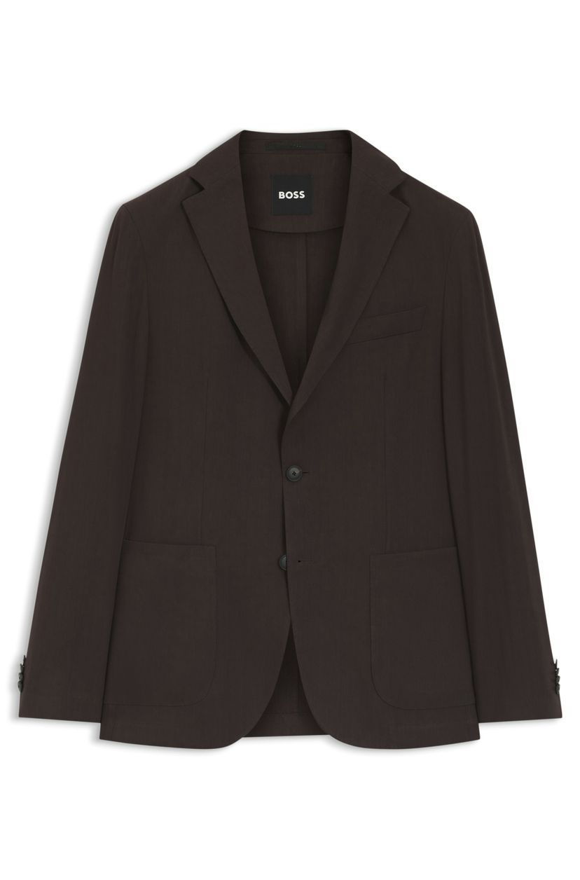Sako slim fit z pratelného technického lnu - Dark Brown