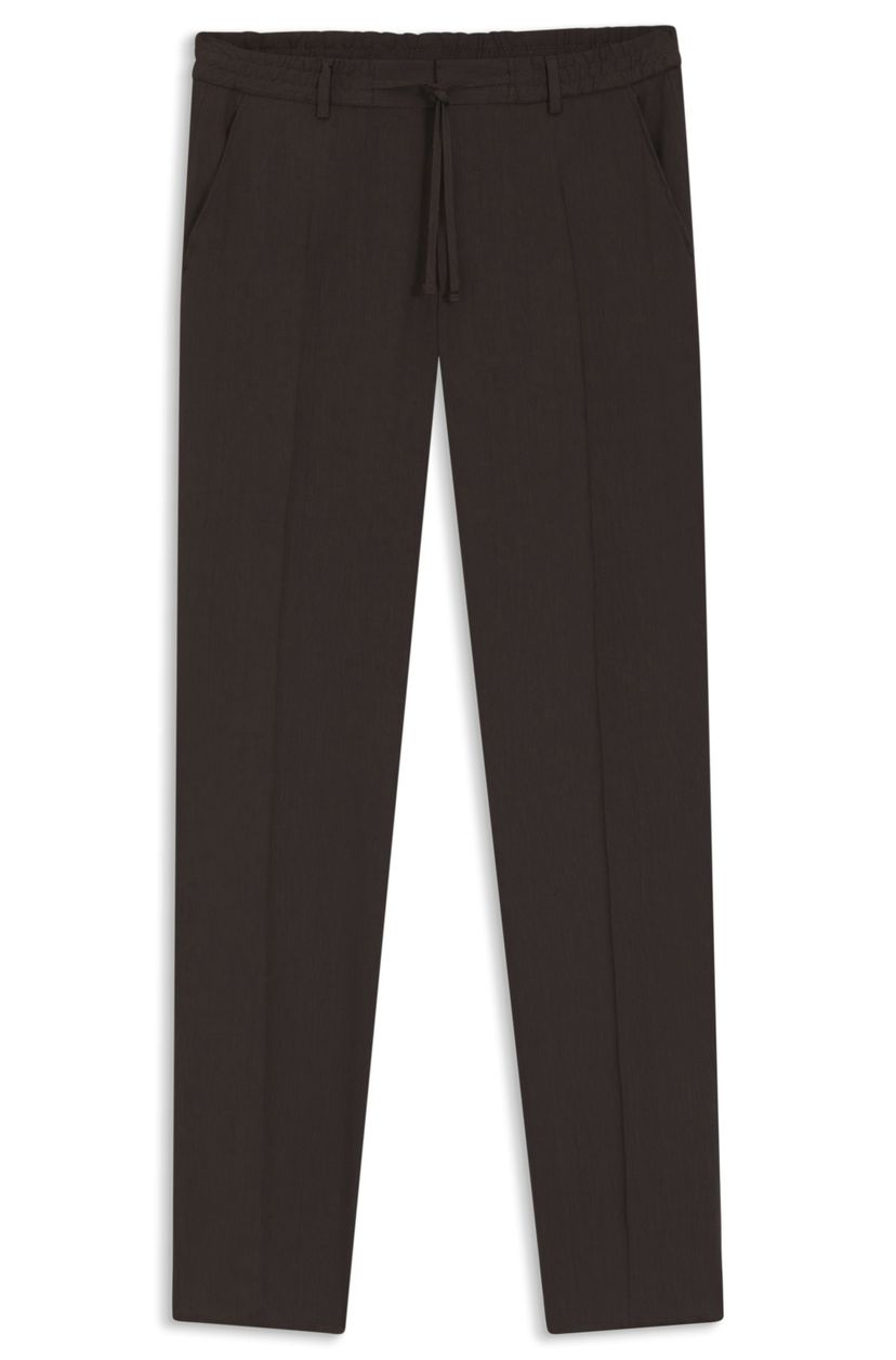 Kalhoty zúženého střihu z pratelného technického lnu - Dark Brown