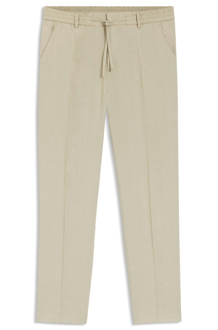Kalhoty zúženého střihu z pratelného technického lnu - Open Beige