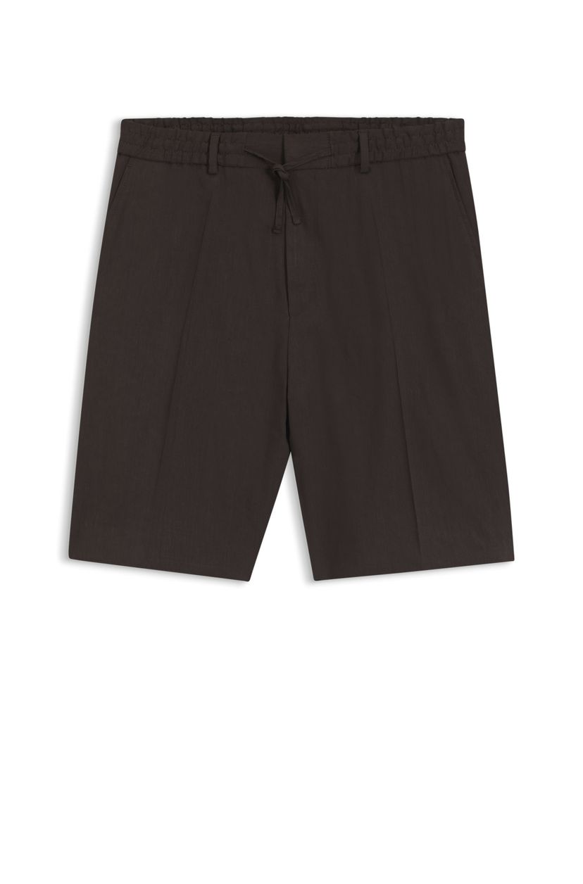 Šortky volného střihu z pratelného technického lnu - Dark Brown