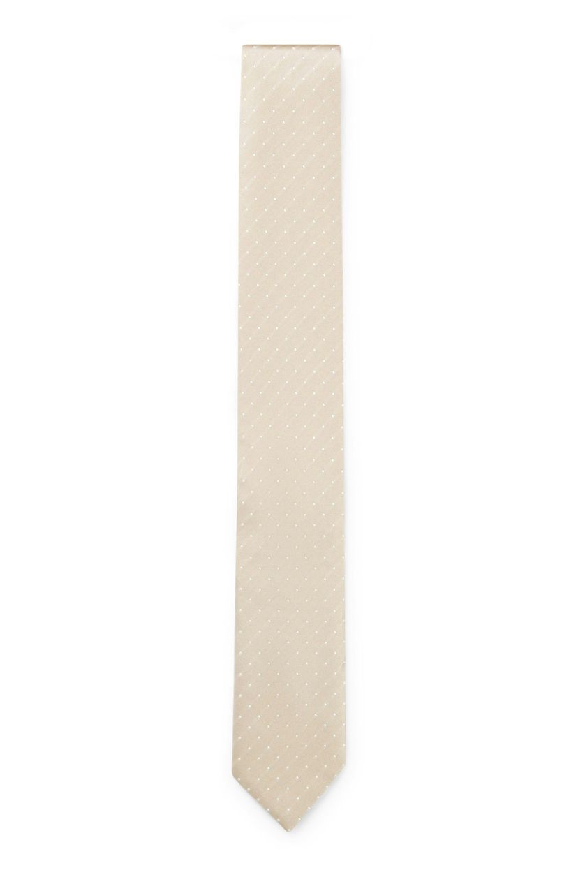 Hedvábná kravata s žakárovým vzorem - Open Beige