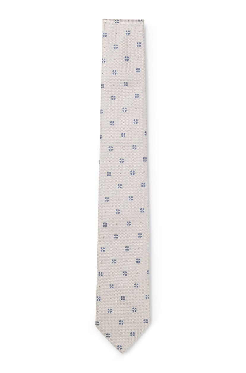 Hedvábná kravata s žakárovým vzorem - Open Beige
