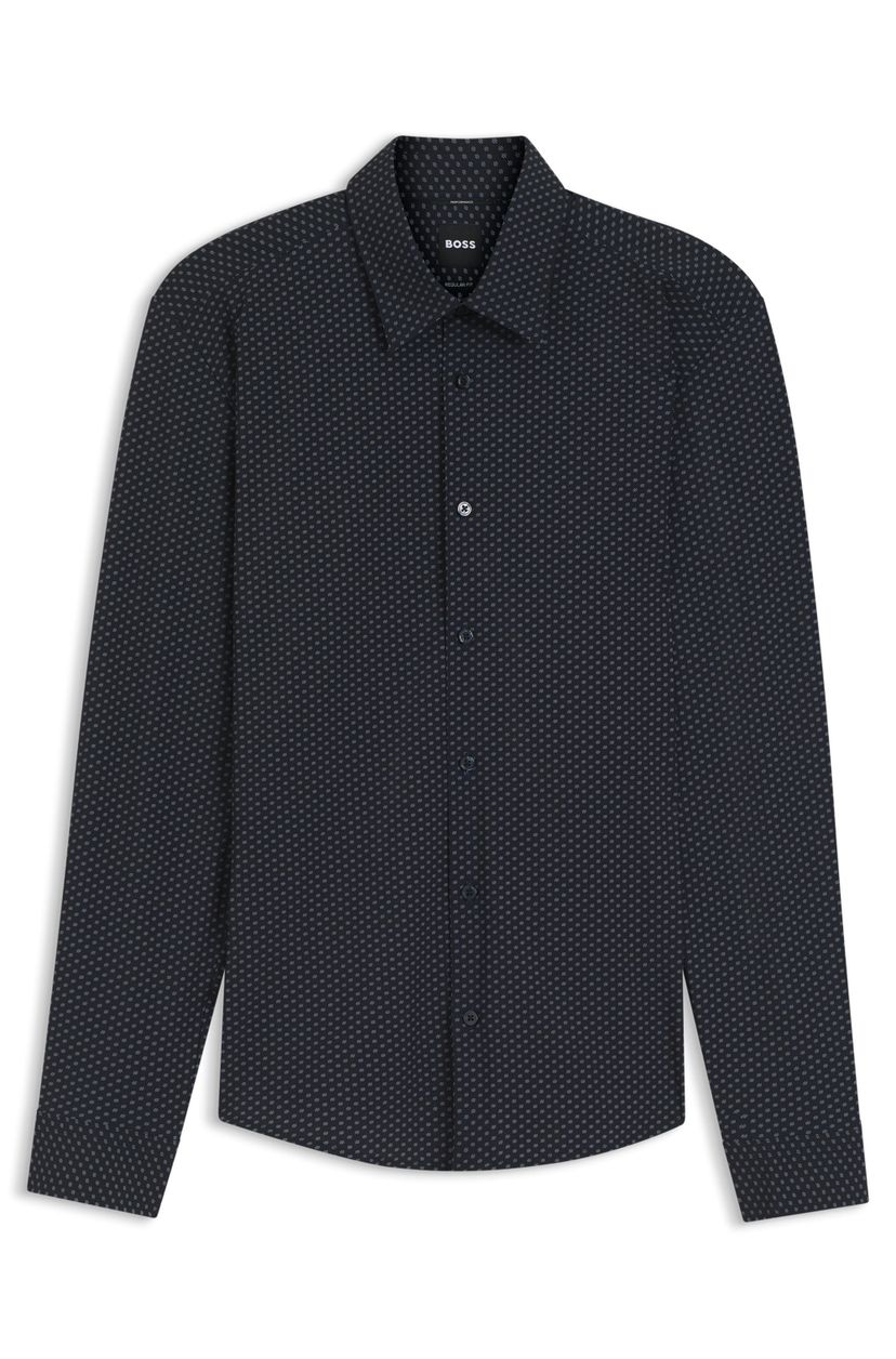 Košile regular střihu z potištěného strečového žerzeje - Dark Blue
