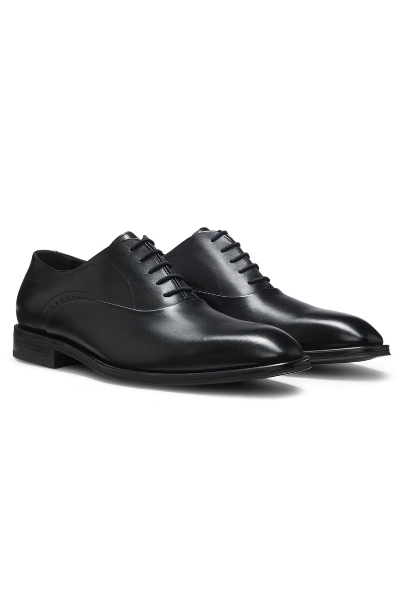 Kožené oxfordské boty s perforovanými detaily - Black