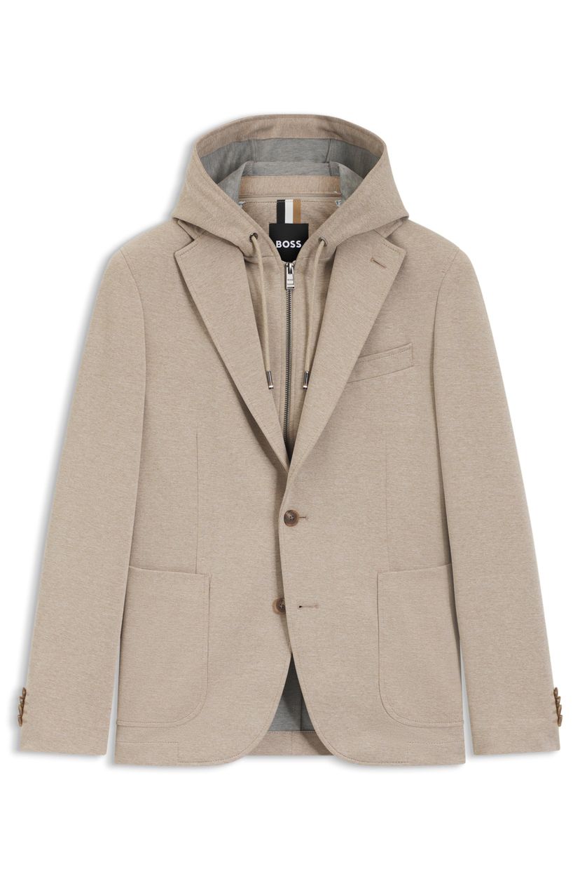 Úzký blazer s integrovanou kapucí - Dark Beige