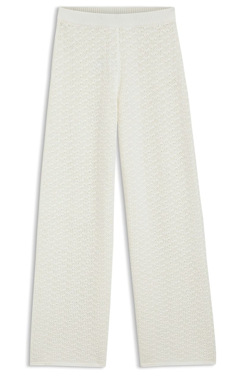 Bavlněné kalhoty s mikrokrajkovou strukturou - Open White