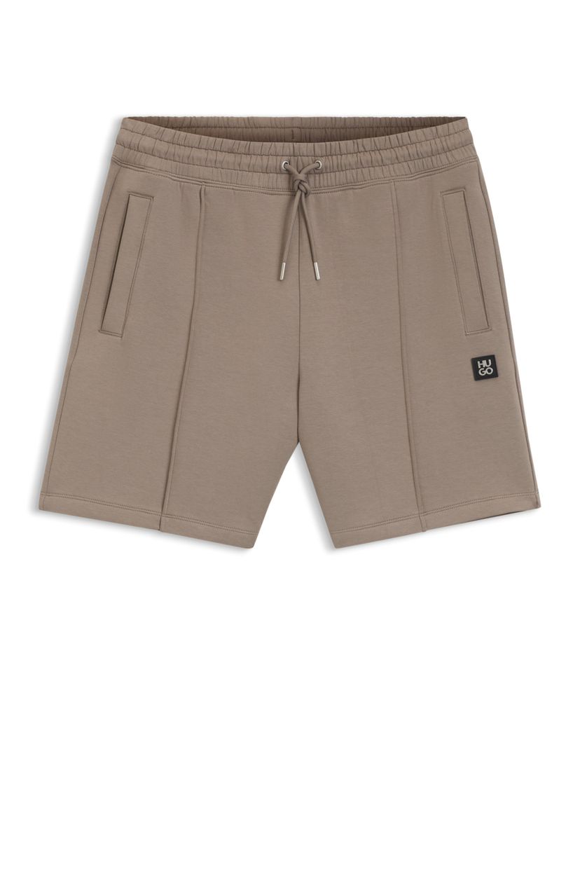 Šortky z bavlněné směsi s lemováním s vrstveným logem - Light/Pastel Brown