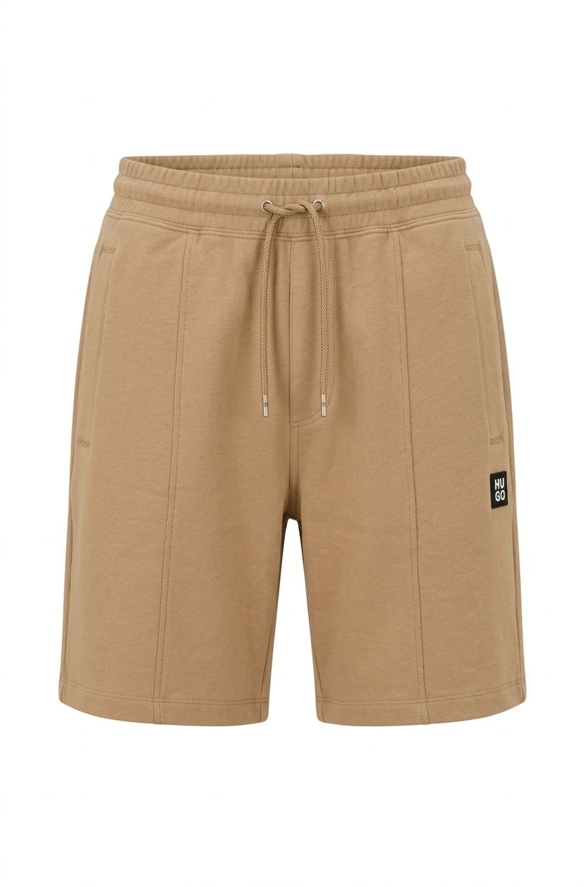 Kraťasy z bavlněné směsi s lemováním s vrstveným logem - Beige Overflow