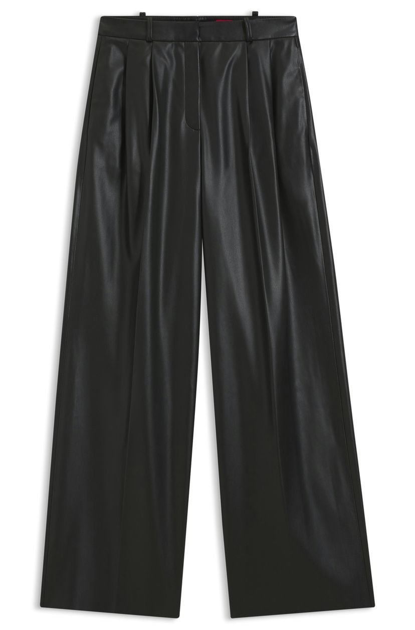 Kalhoty regular střihu z umělé kůže - Black