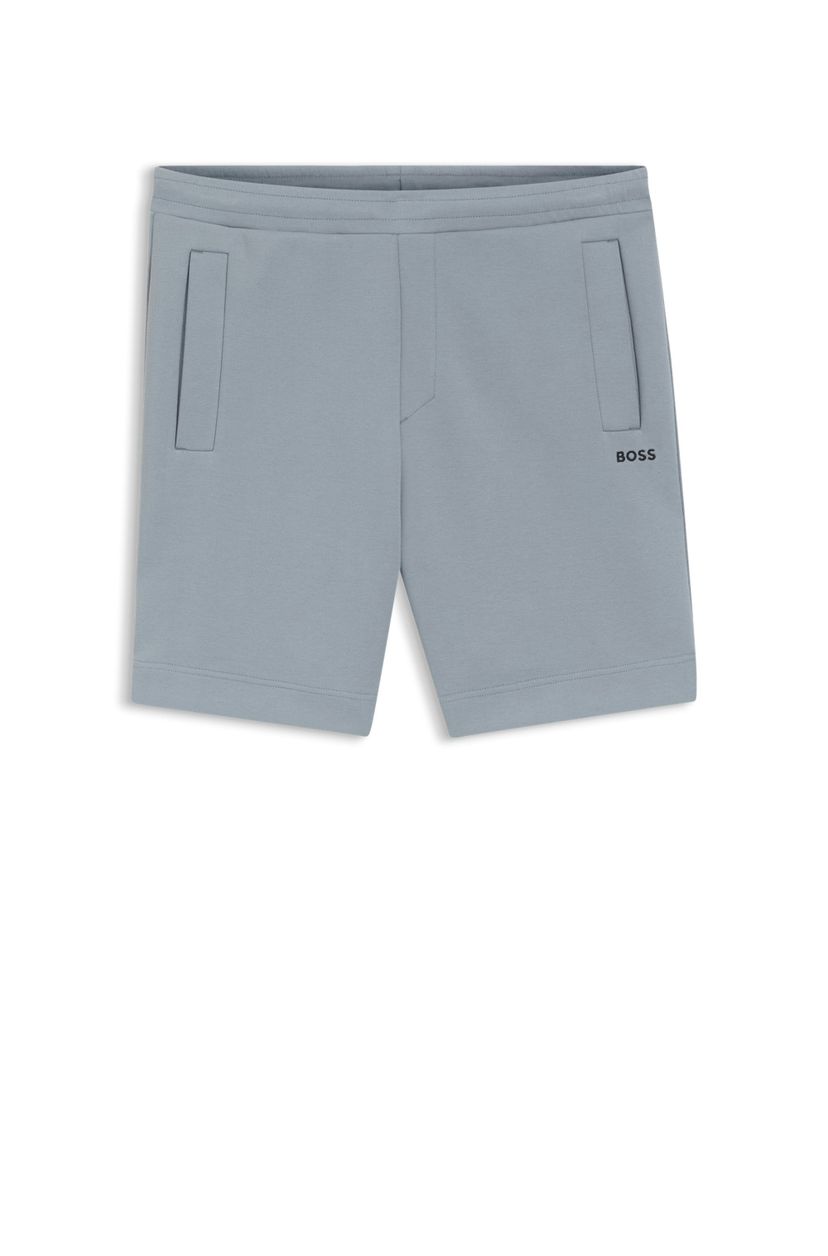 Šortky s vyšívaným logem z piké žerzeje z bavlněné směsi - Dark Grey
