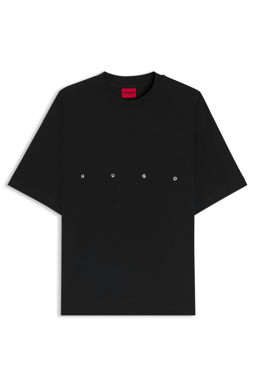 Bavlněné tričko oversize střihu s výrazným potiskem loga - Black