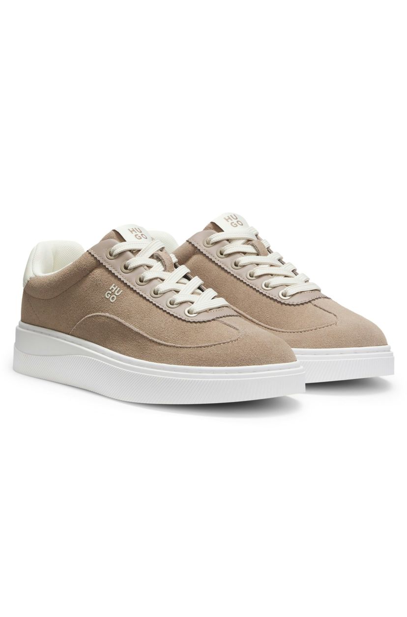 Semišové tenisky s vrstvenými logy - Light/Pastel Brown