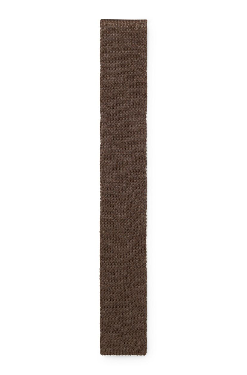 Kravata BOSS BY BECKHAM ze lnu a hedvábí tussah - Dark Brown