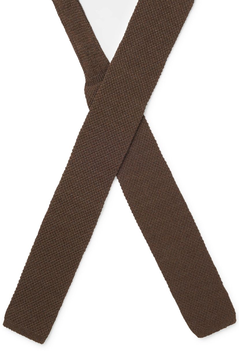 Kravata BOSS BY BECKHAM ze lnu a hedvábí tussah - Dark Brown - galerie #2