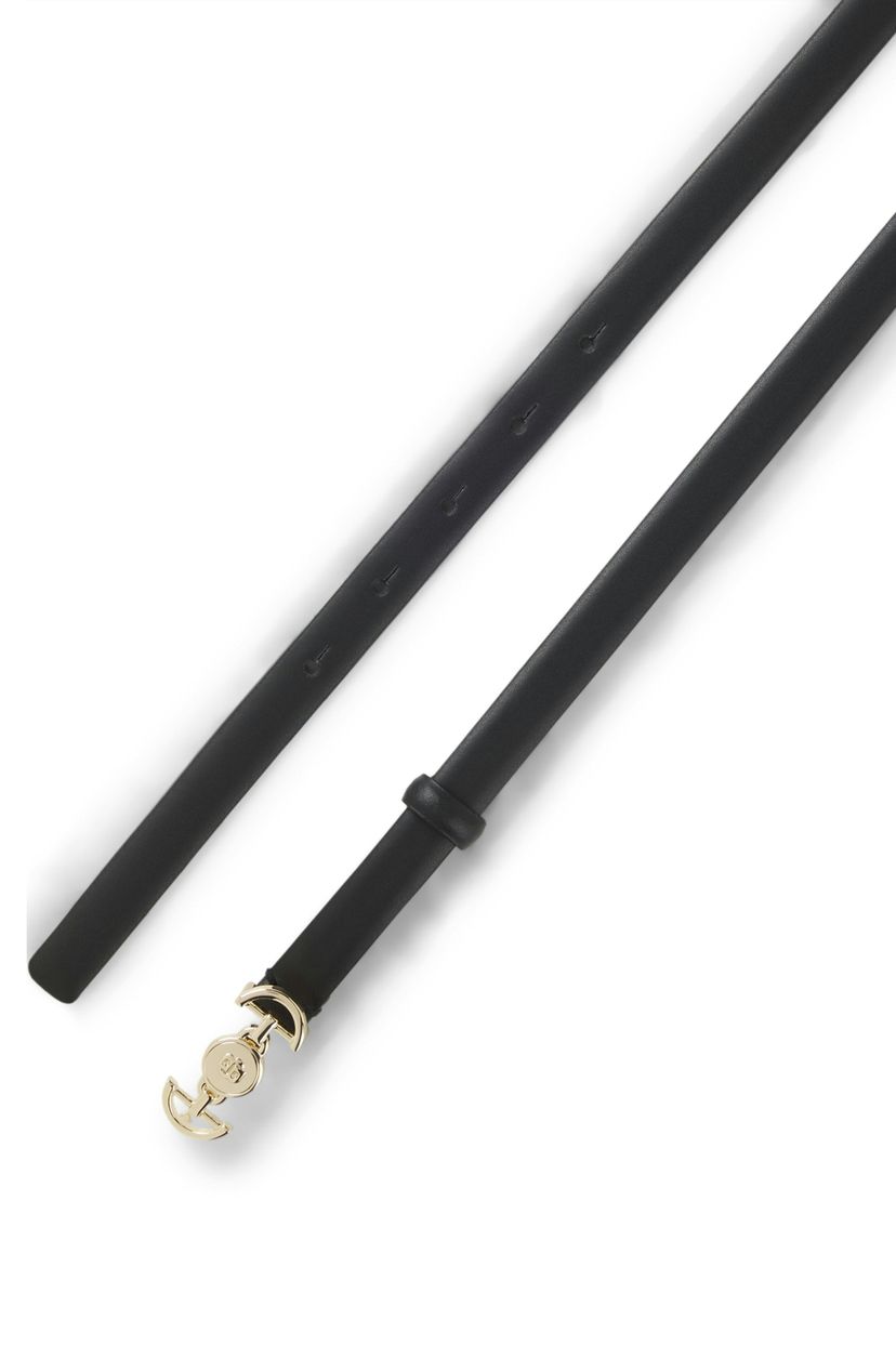 Italský kožený opasek s přezkou s dvojitým monogramem B - Black - galerie #1
