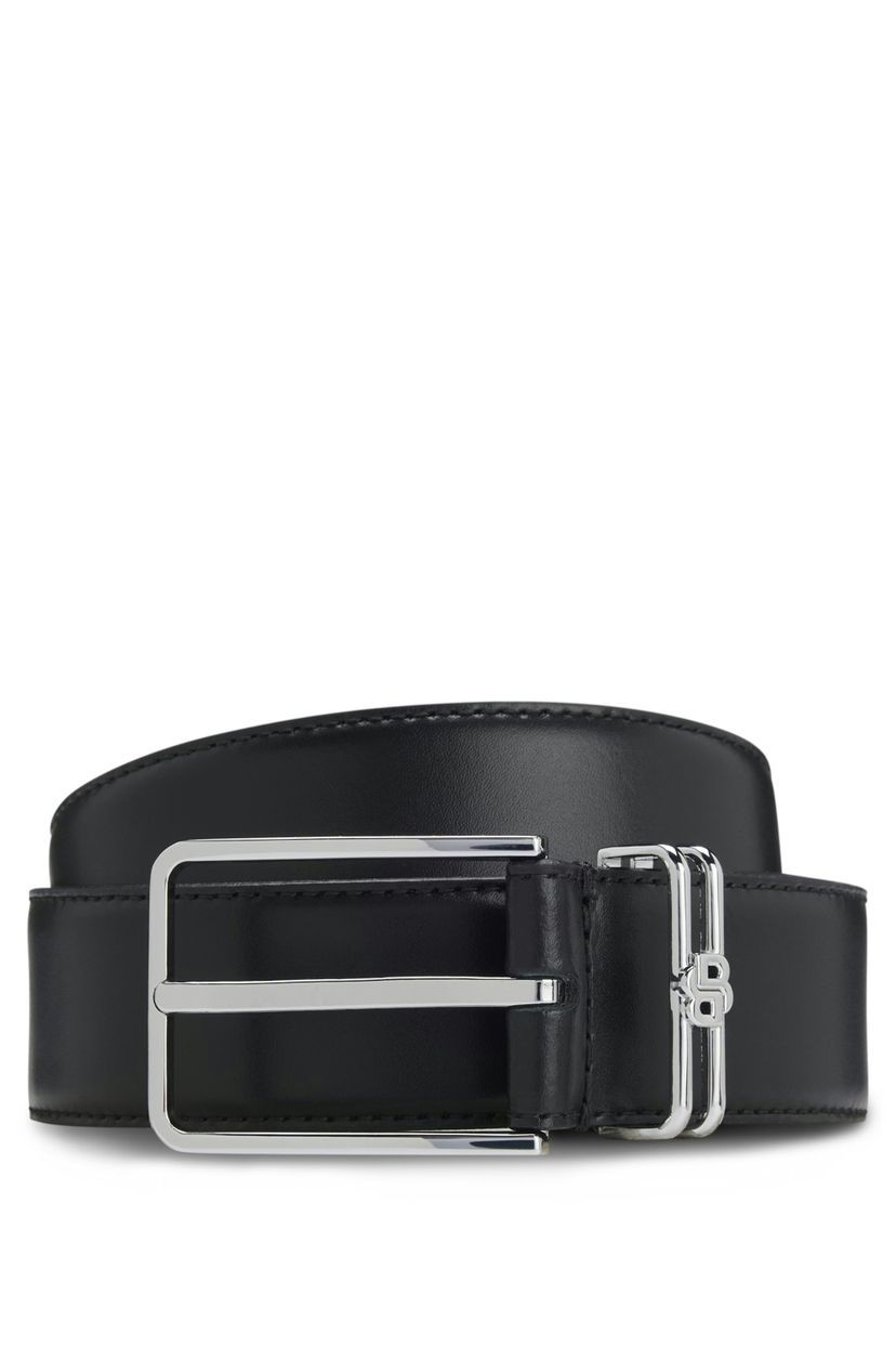Italský kožený opasek s monogramem Double B - Black